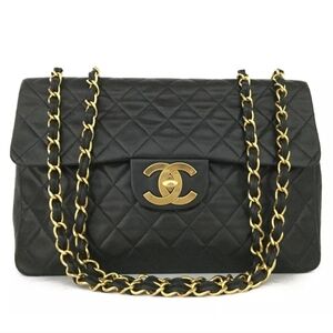 CHANEL Maxi Jumbo 34 Quilted Matelasse XL Lambskin w/Chain Shoulder Bag